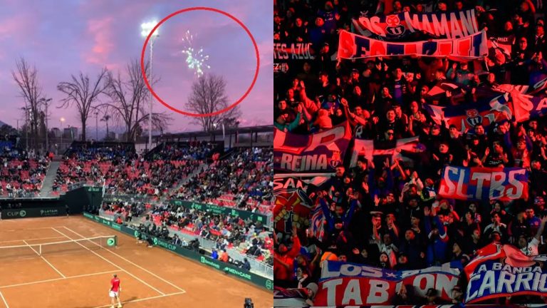 Fútbol Nacional U. de Chile. Interrumpió partido de Copa Davis: barristas de Universidad de Chile protagonizan incidentes en el Estadio Nacional