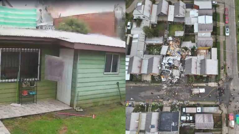 Región de La Araucanía #FundoElCarmen  Explosión destruyó una casa de dos piso en Temuco sector Fundo El Carmen.